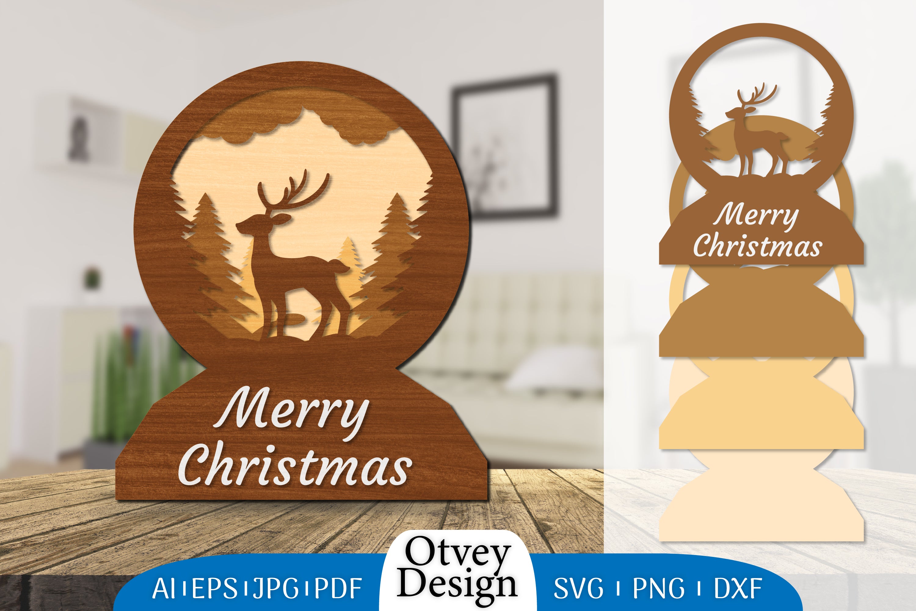 Christmas Deer Lasercut SVG Bundle 5 - CraftNest - Digital Crafting and Art