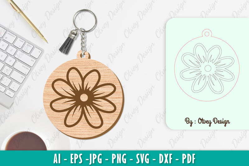 Flower Keychain SVG Bundle 32 - CraftNest - Digital Crafting and Art