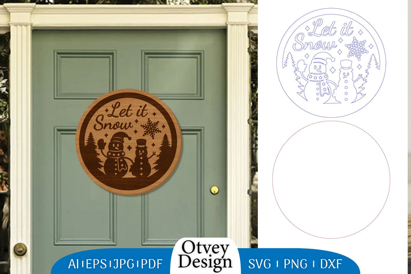 Snowman Round Door Ornament Lasercut SVG Bundle 6 - CraftNest - Digital Crafting and Art