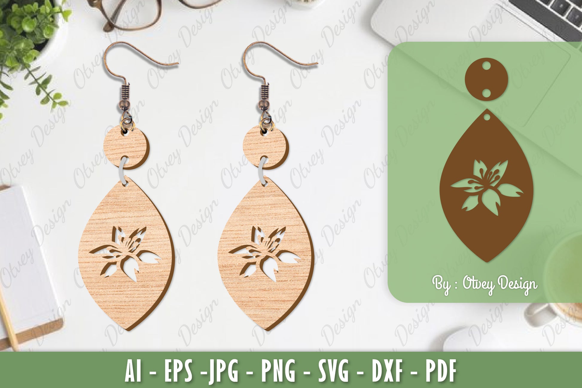 Flower Earrings Laser Cut SVG Bundle 86 - CraftNest - Digital Crafting and Art