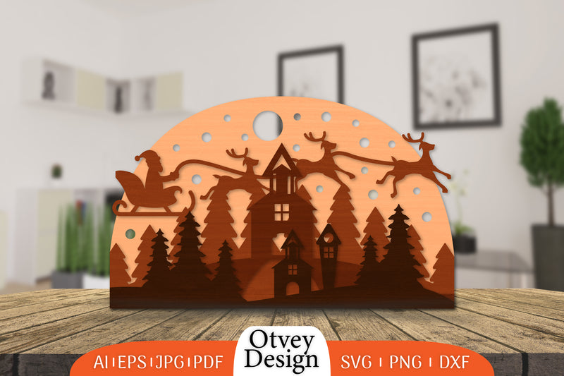 Christmas Santa Sleigh Layered Lasercut SVG Bundle 5 - CraftNest - Digital Crafting and Art