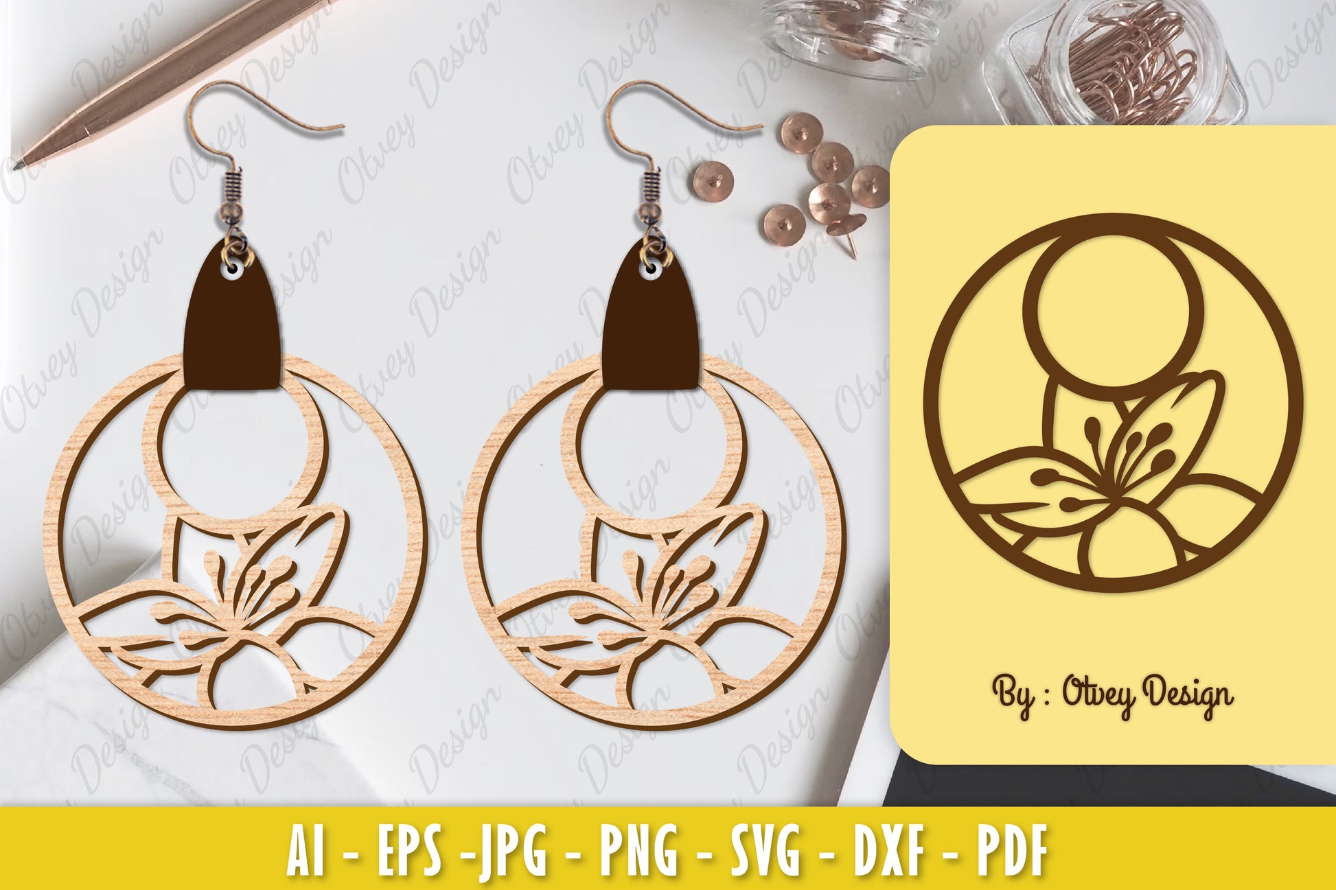 Flower Earring Laser Cut SVG Bundle 46 - CraftNest - Digital Crafting and Art