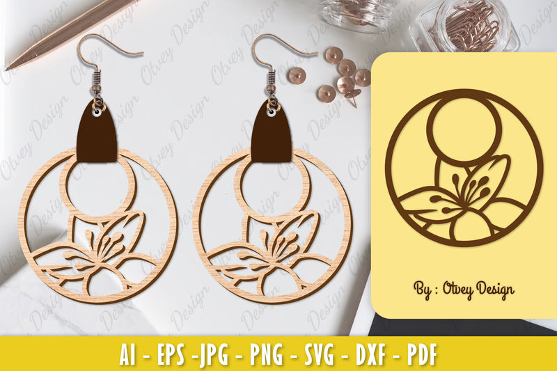 Flower Earring Laser Cut SVG Bundle 46 - CraftNest - Digital Crafting and Art