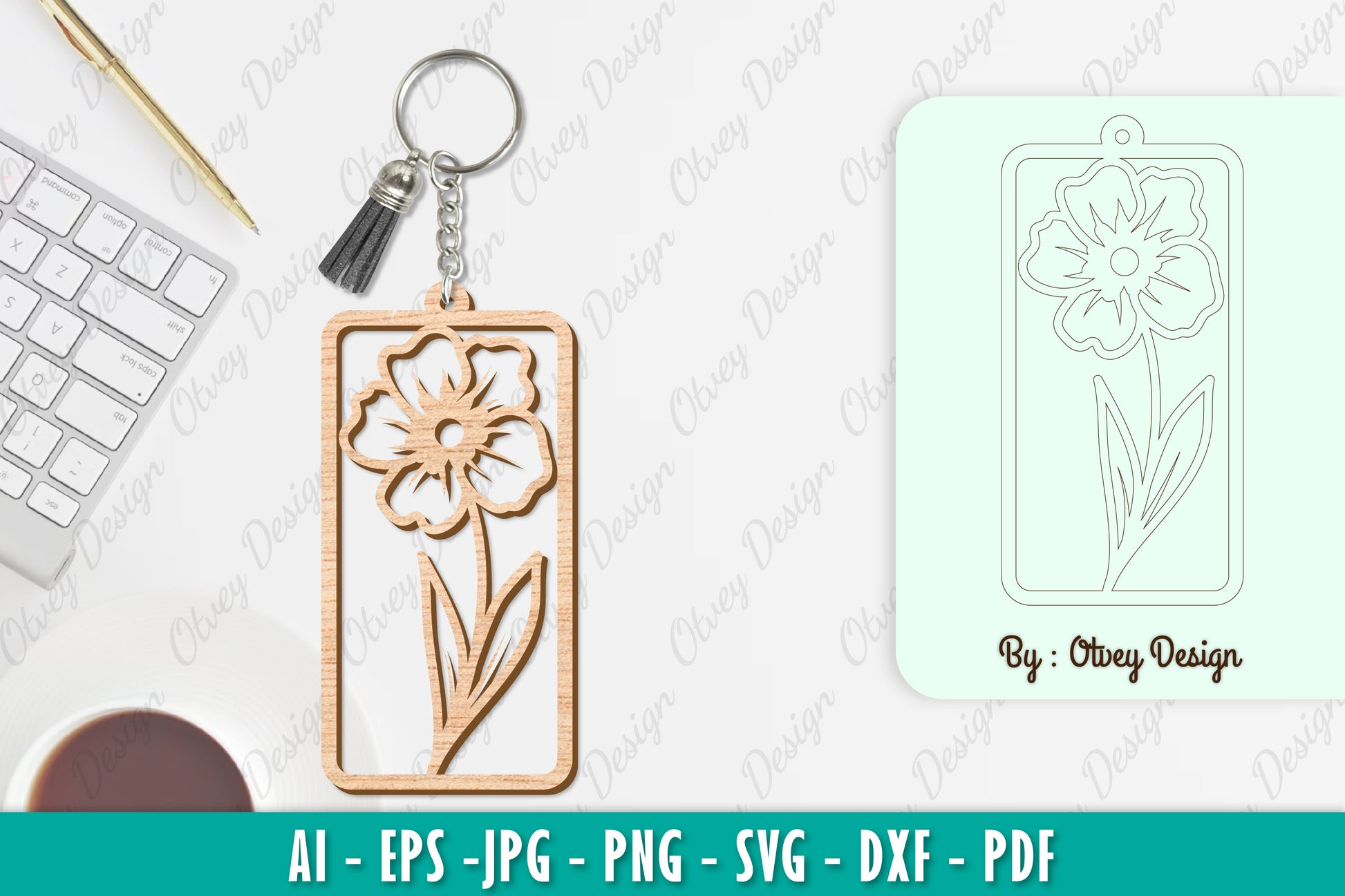 Flower Keychain SVG Bundle 8 - CraftNest - Digital Crafting and Art
