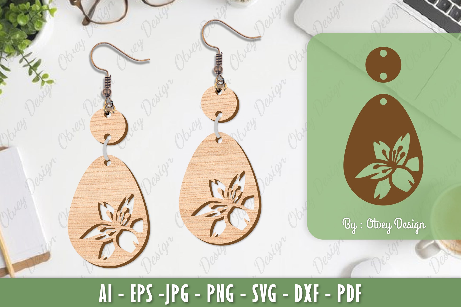 Flower Earrings Laser Cut SVG Bundle 56 - CraftNest - Digital Crafting and Art