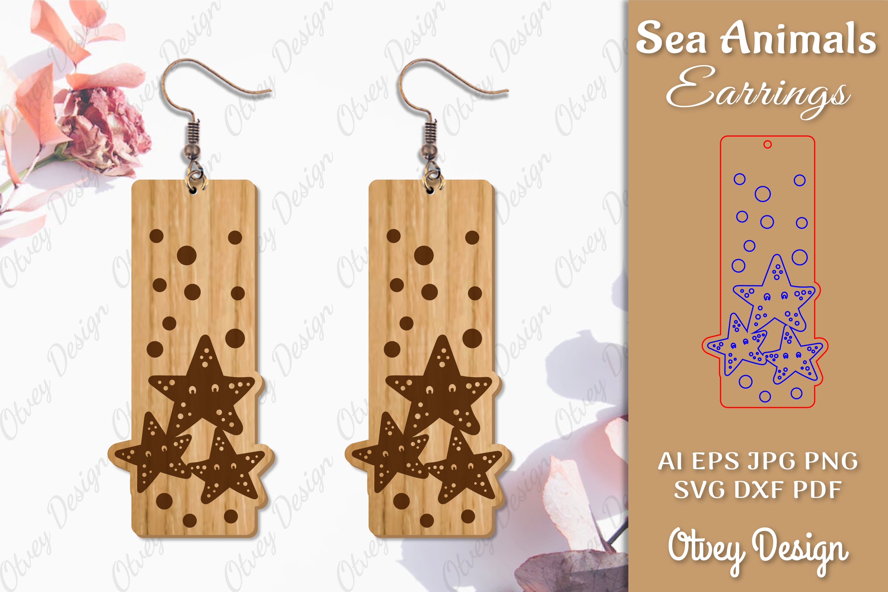 Sea Animals Earrings Laser Cut SVG Bundle 60 - CraftNest - Digital Crafting and Art