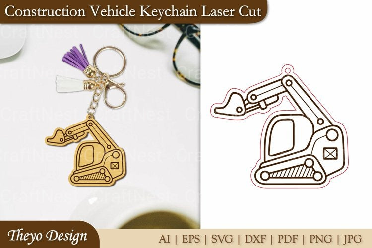 Construction Vehicle Keychain Laser Cut SVG