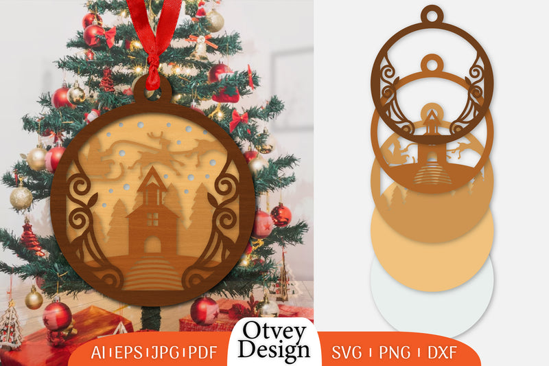 Christmas Santa Sleigh Ornament SVG Bundle 5 - CraftNest - Digital Crafting and Art