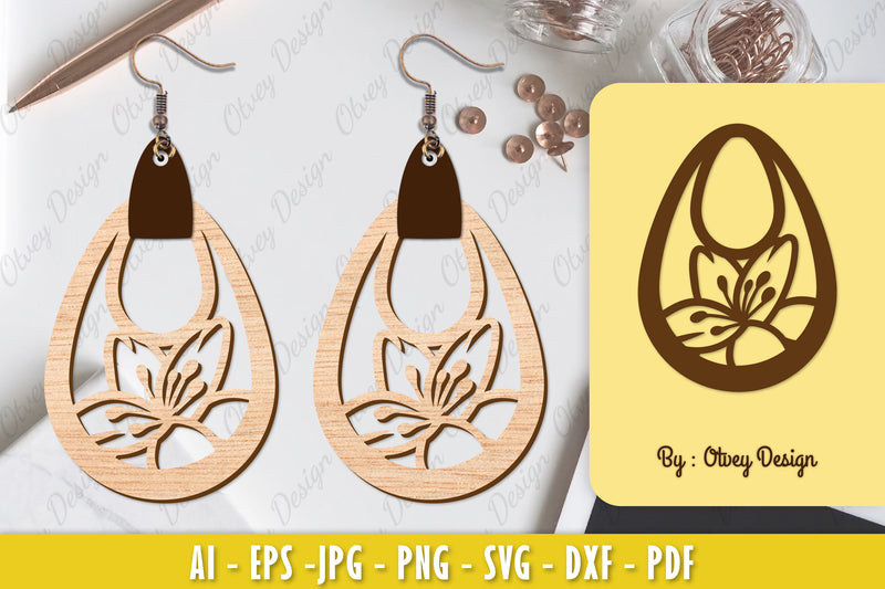 Flower Earring Laser Cut SVG Bundle 56 - CraftNest - Digital Crafting and Art