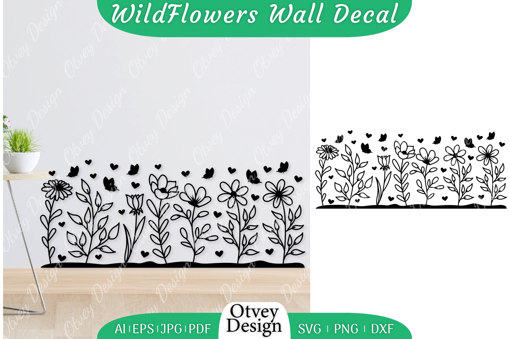 Blooming Wildflowers Wall Decal SVG Bundle 8 - CraftNest - Digital Crafting and Art
