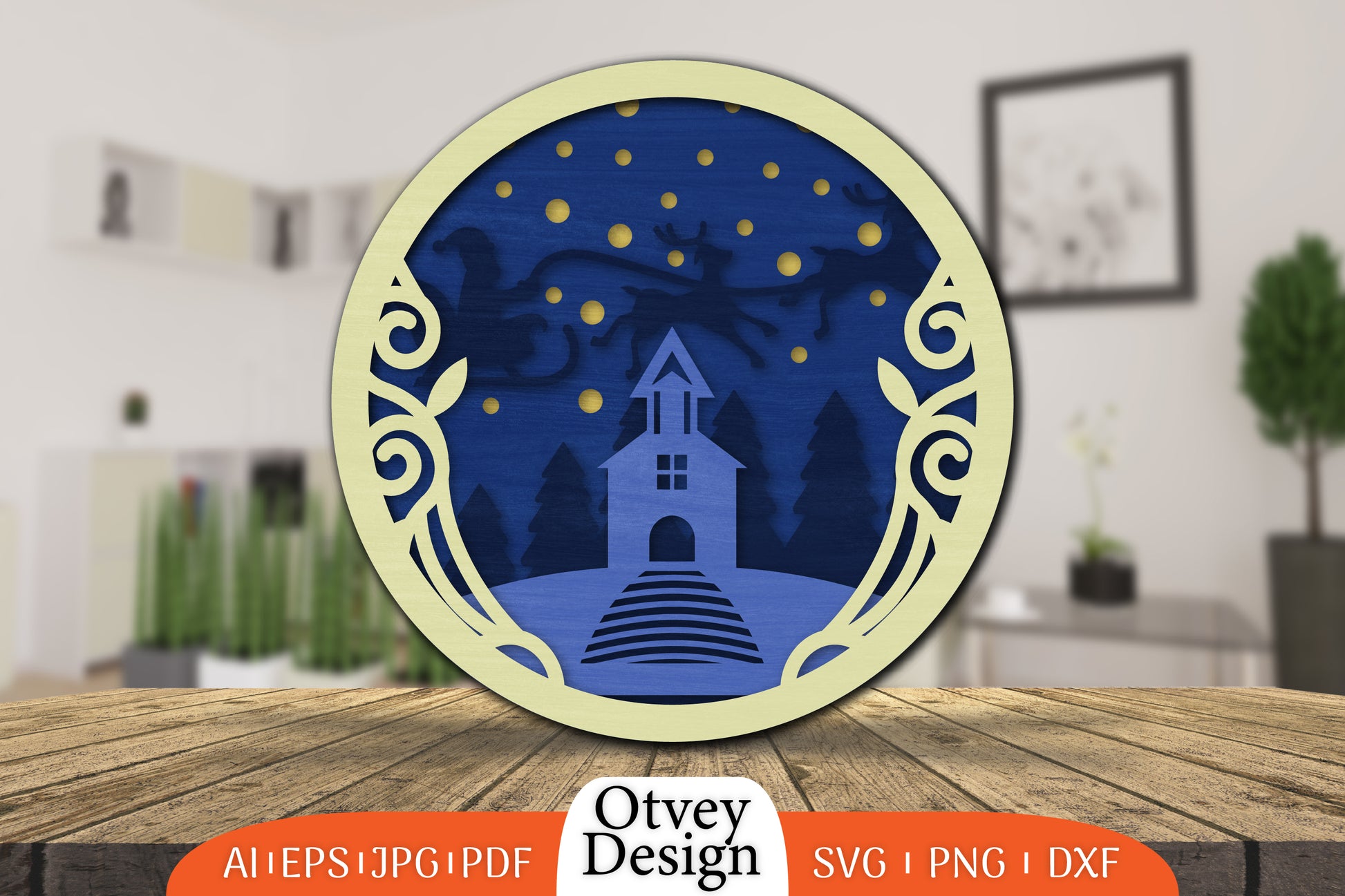 Christmas Round Santa Sleigh 3D Lasercut SVG Bundle 5 - CraftNest - Digital Crafting and Art