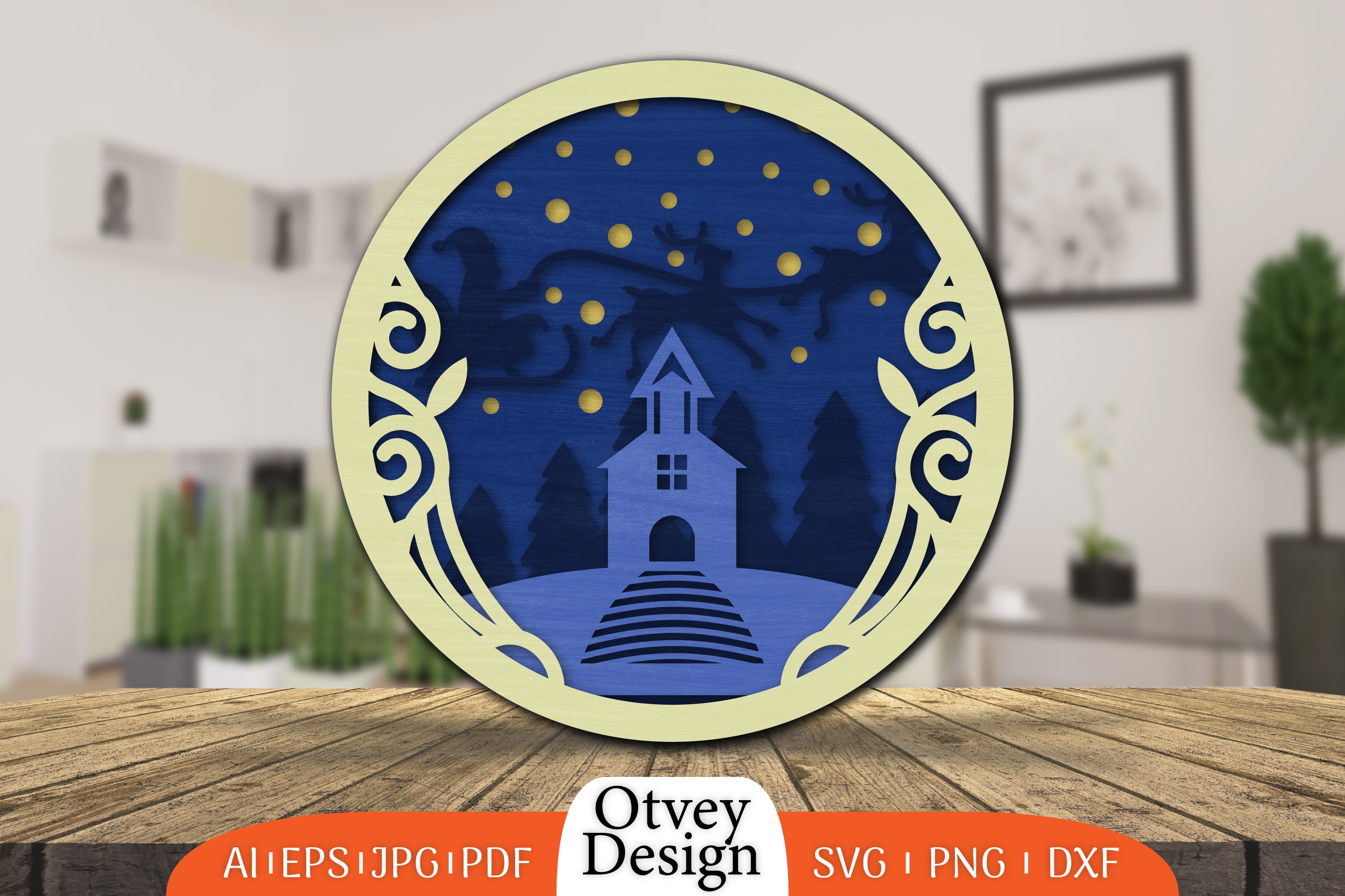 Christmas Round Santa Sleigh 3D Lasercut SVG Bundle 5 - CraftNest - Digital Crafting and Art