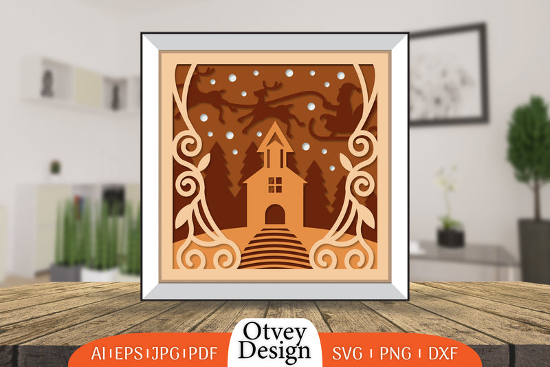 Christmas Santa Sleigh 3D Shadowbox Layered SVG Bundle 2 - CraftNest - Digital Crafting and Art