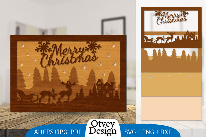 Christmas Santa Sleigh Lasercut SVG Bundle 6 - CraftNest - Digital Crafting and Art