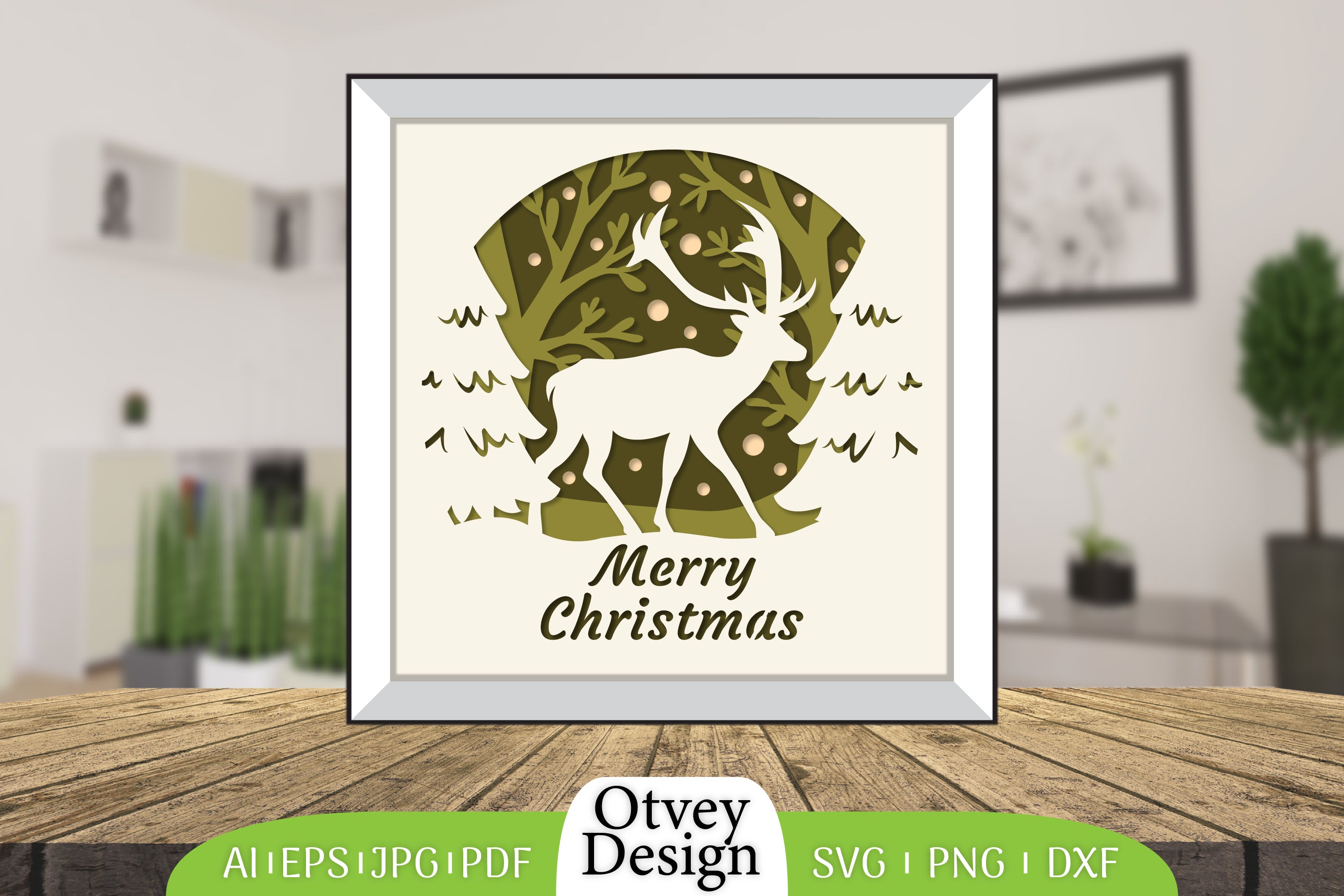 Merry Christmas Deer 3D Shadow Box Papercut SVG Bundle 8 - CraftNest - Digital Crafting and Art