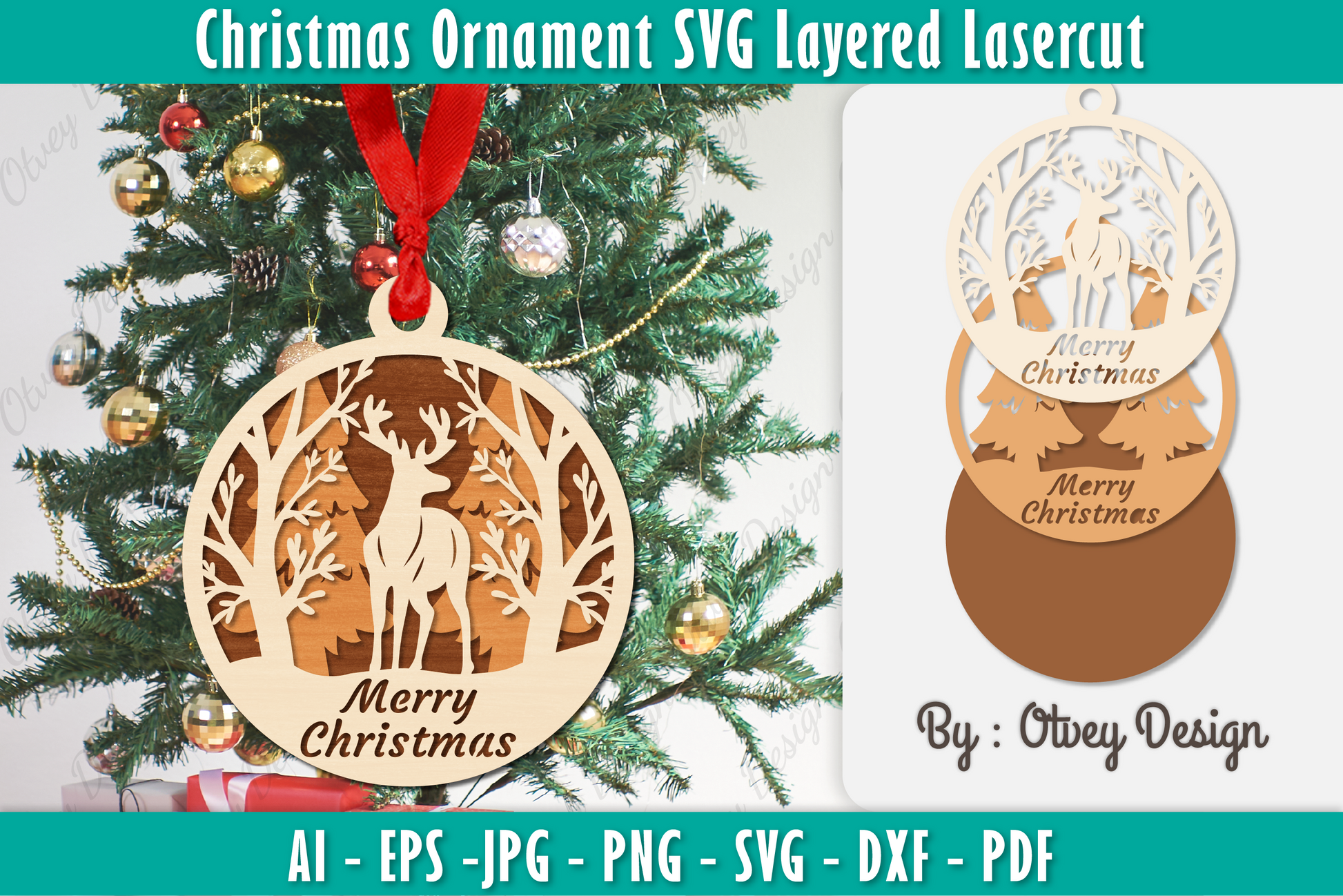 Christmas Ornaments Layered Lasercut SVG Bundle 9 - CraftNest - Digital Crafting and Art