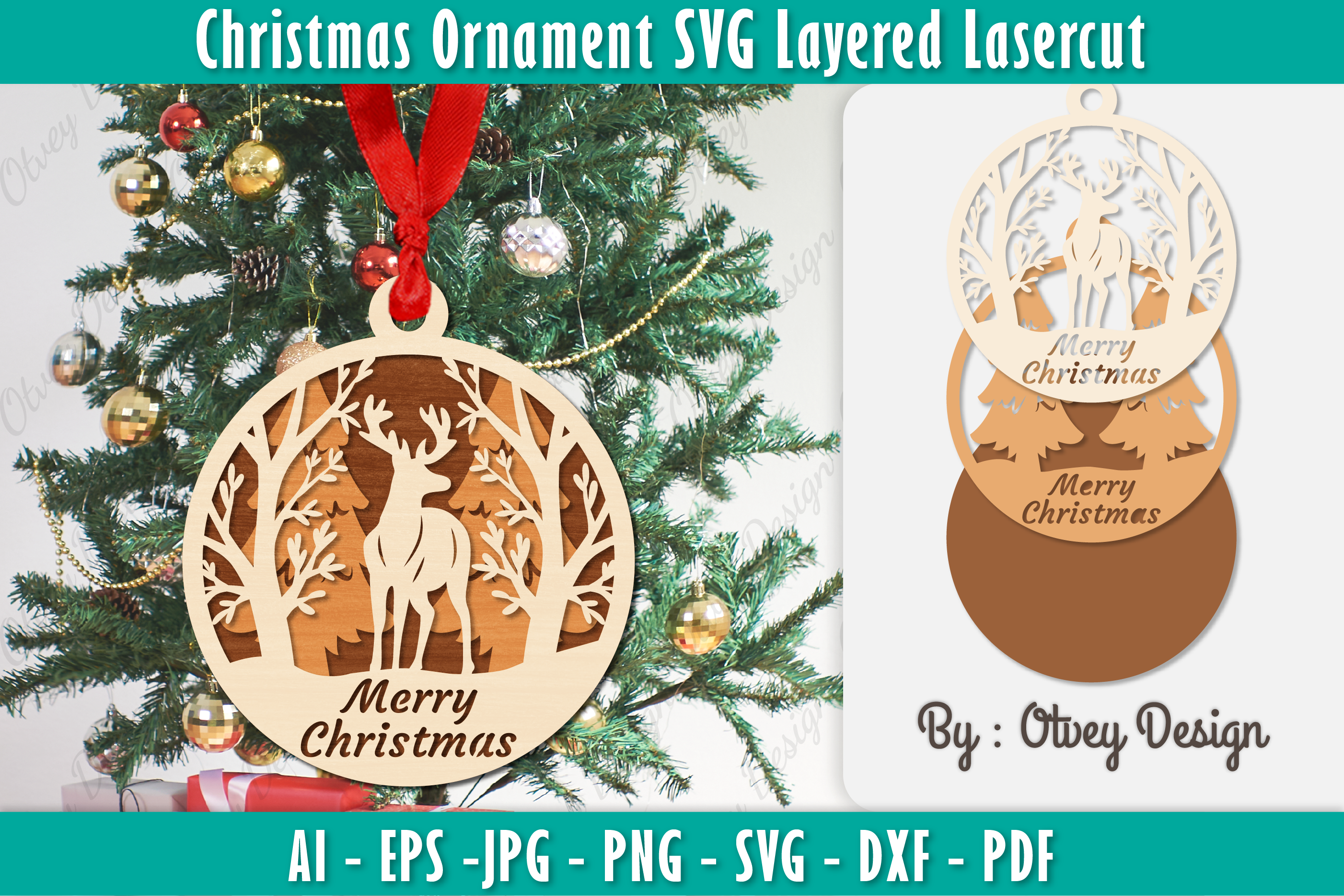 Christmas Ornaments Layered Lasercut SVG Bundle 9 - CraftNest - Digital Crafting and Art