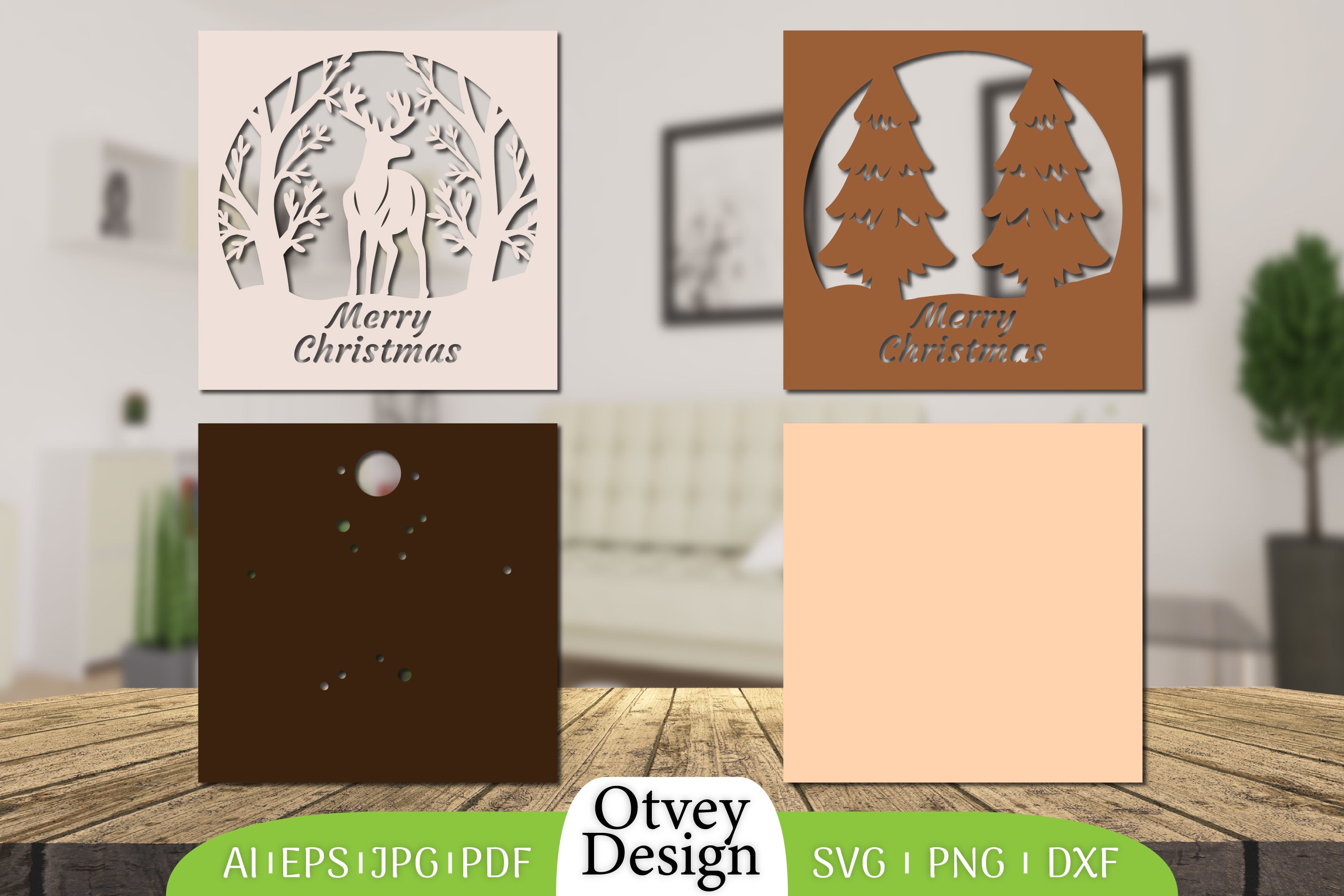 Merry Christmas Deer 3D Shadow Box Papercut SVG Bundle 9 - CraftNest - Digital Crafting and Art