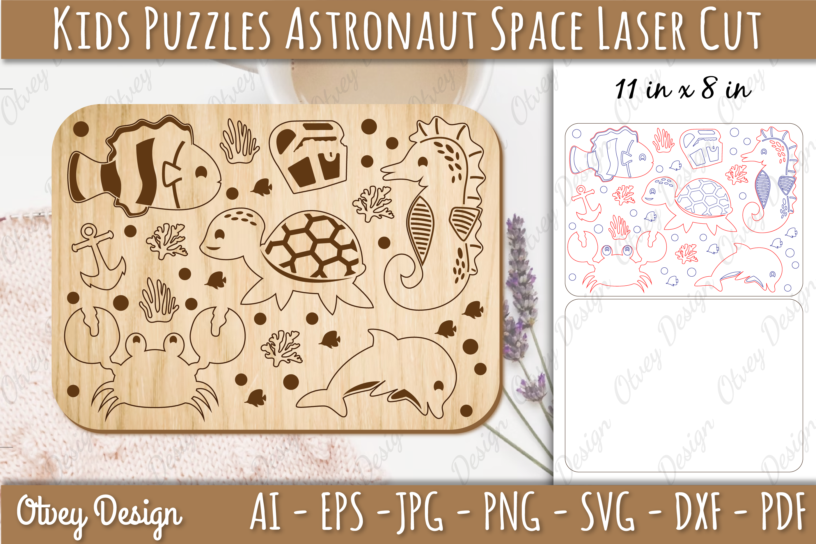 Kids Sea Animals Educational Puzzles SVG Bundle