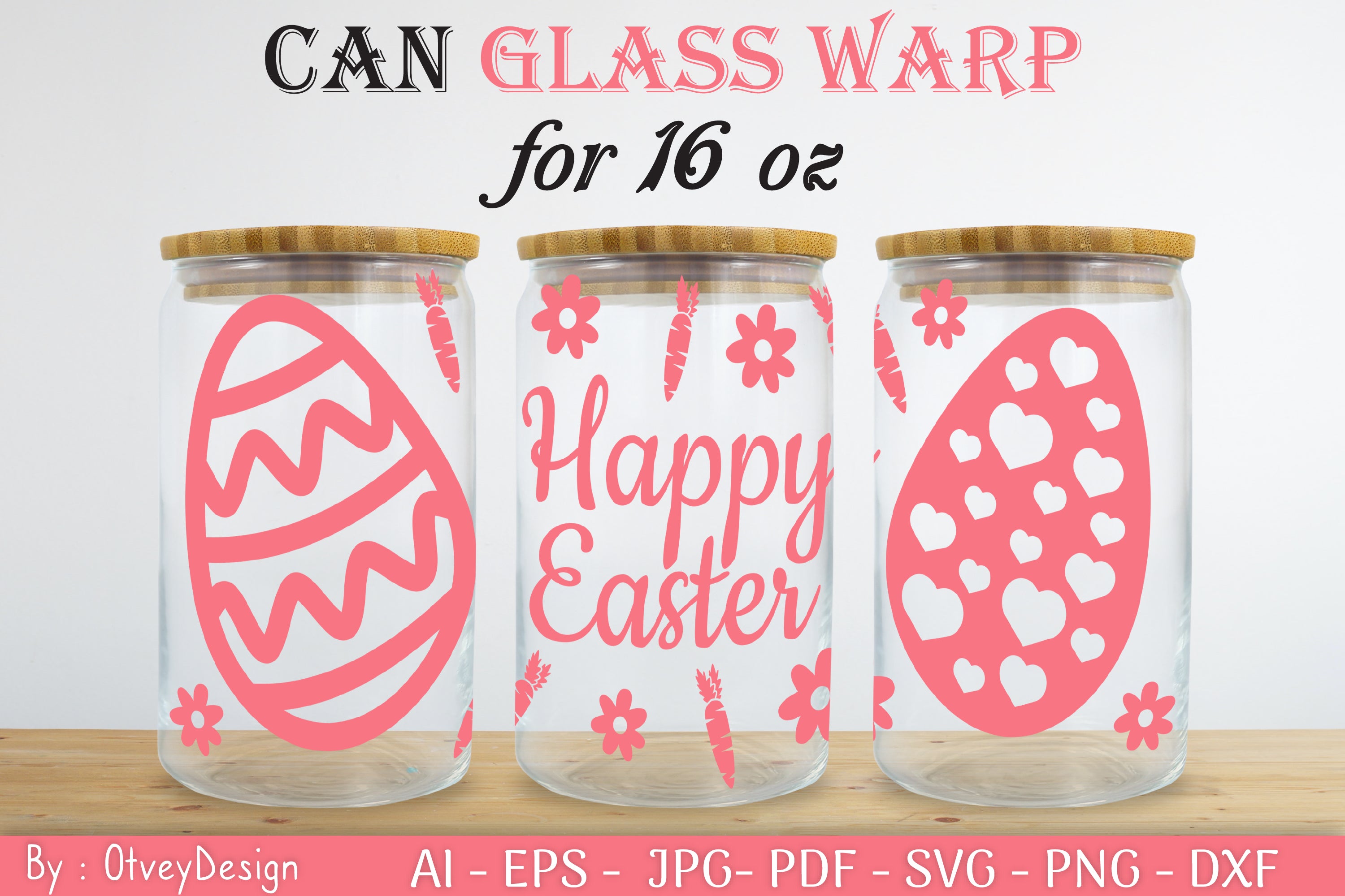 Happy Easter Day 16oz Can Glass Wrap SVG Bundle 9 - CraftNest - Digital Crafting and Art