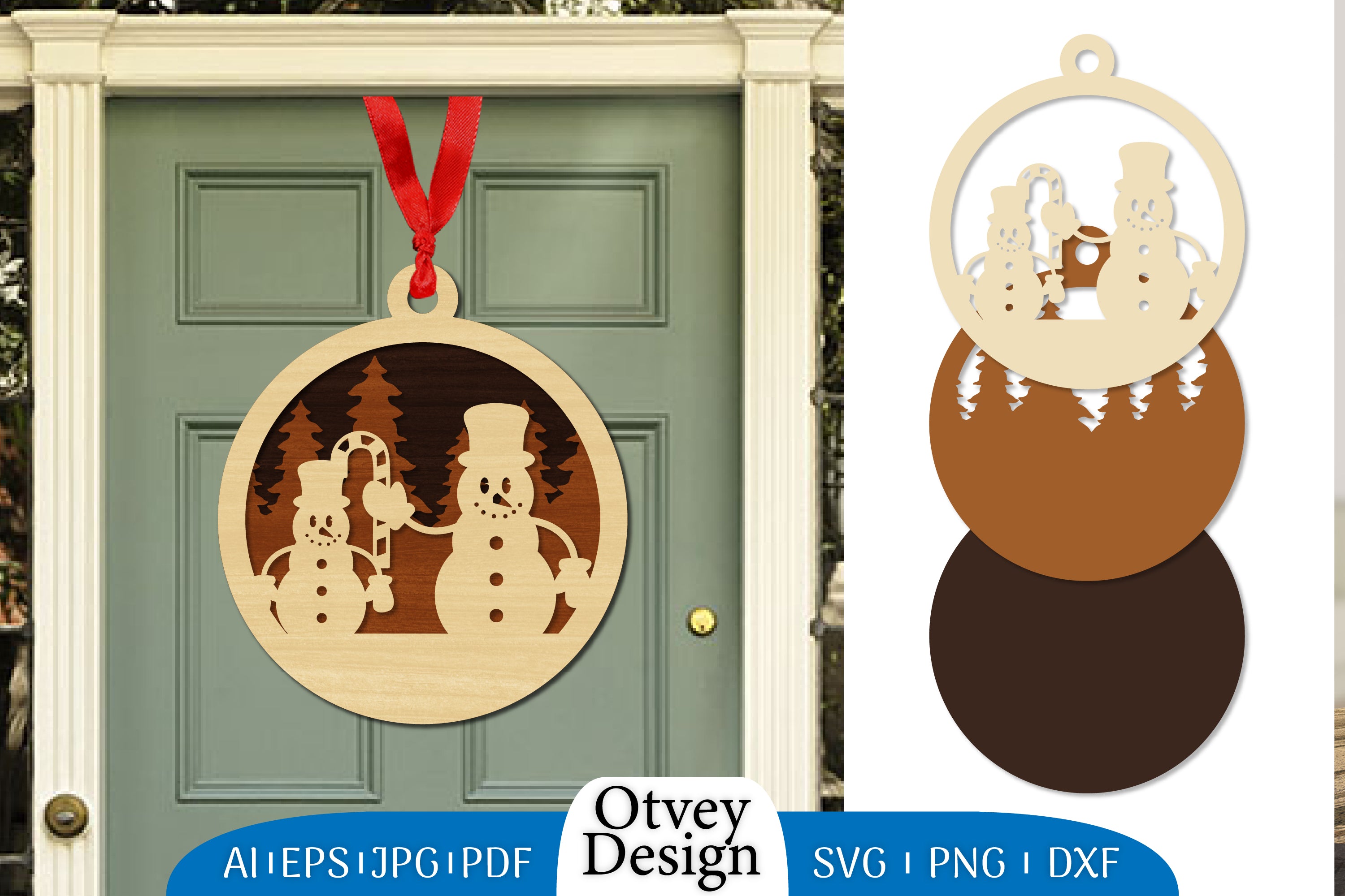 Snowman Ornament Lasercut SVG Bundle 7 - CraftNest - Digital Crafting and Art
