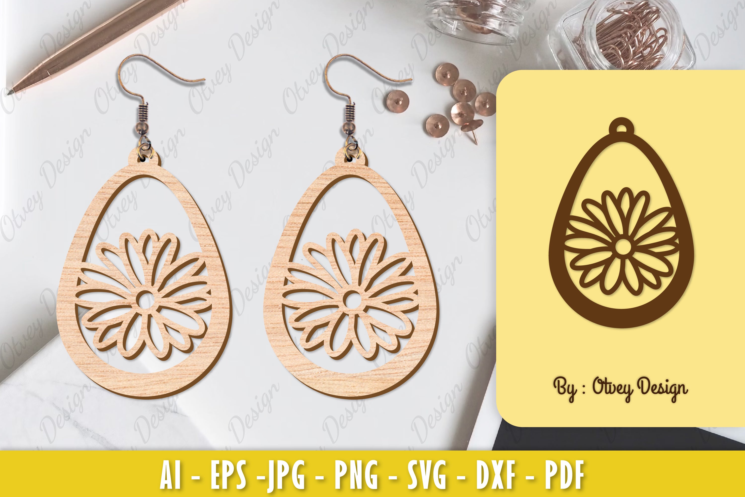 Flower Earring Laser Cut SVG Bundle 37 - CraftNest - Digital Crafting and Art