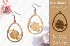 Sea Animals Earrings Laser Cut SVG Bundle 50 - CraftNest - Digital Crafting and Art