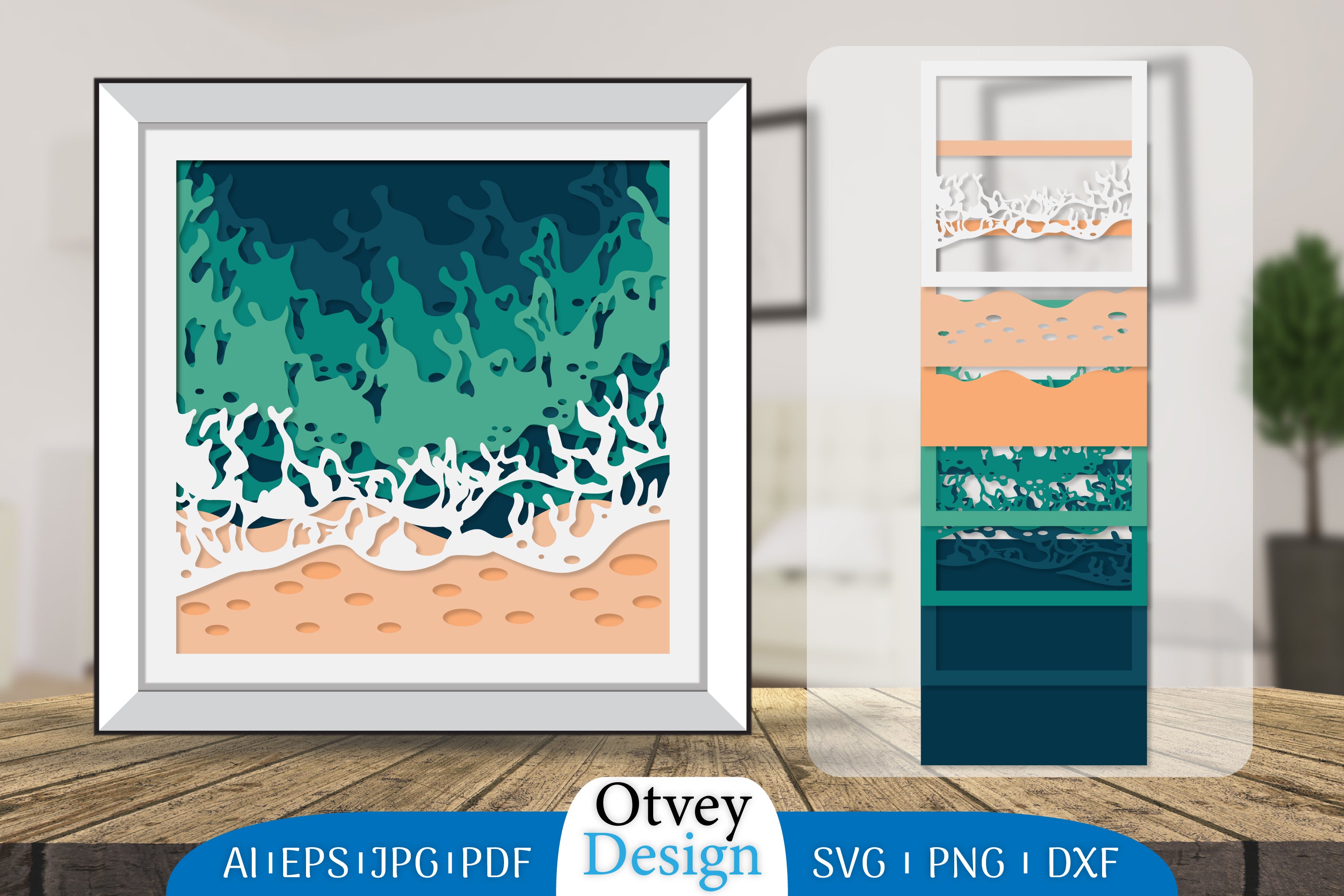 Sea Wave 3D Shadowbox Layered SVG Bundle 6 - CraftNest - Digital Crafting and Art