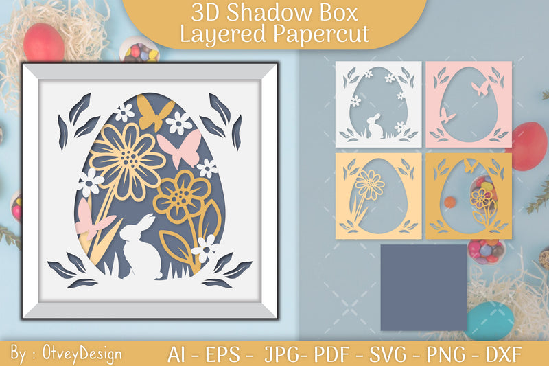 Easter Egg 3D Shadow Box SVG Bundle 6 - CraftNest - Digital Crafting and Art