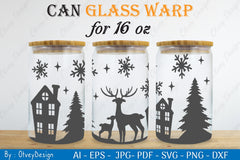 Christmas Deer Can Glass 16 OZ SVG Bundle 3 - CraftNest - Digital Crafting and Art