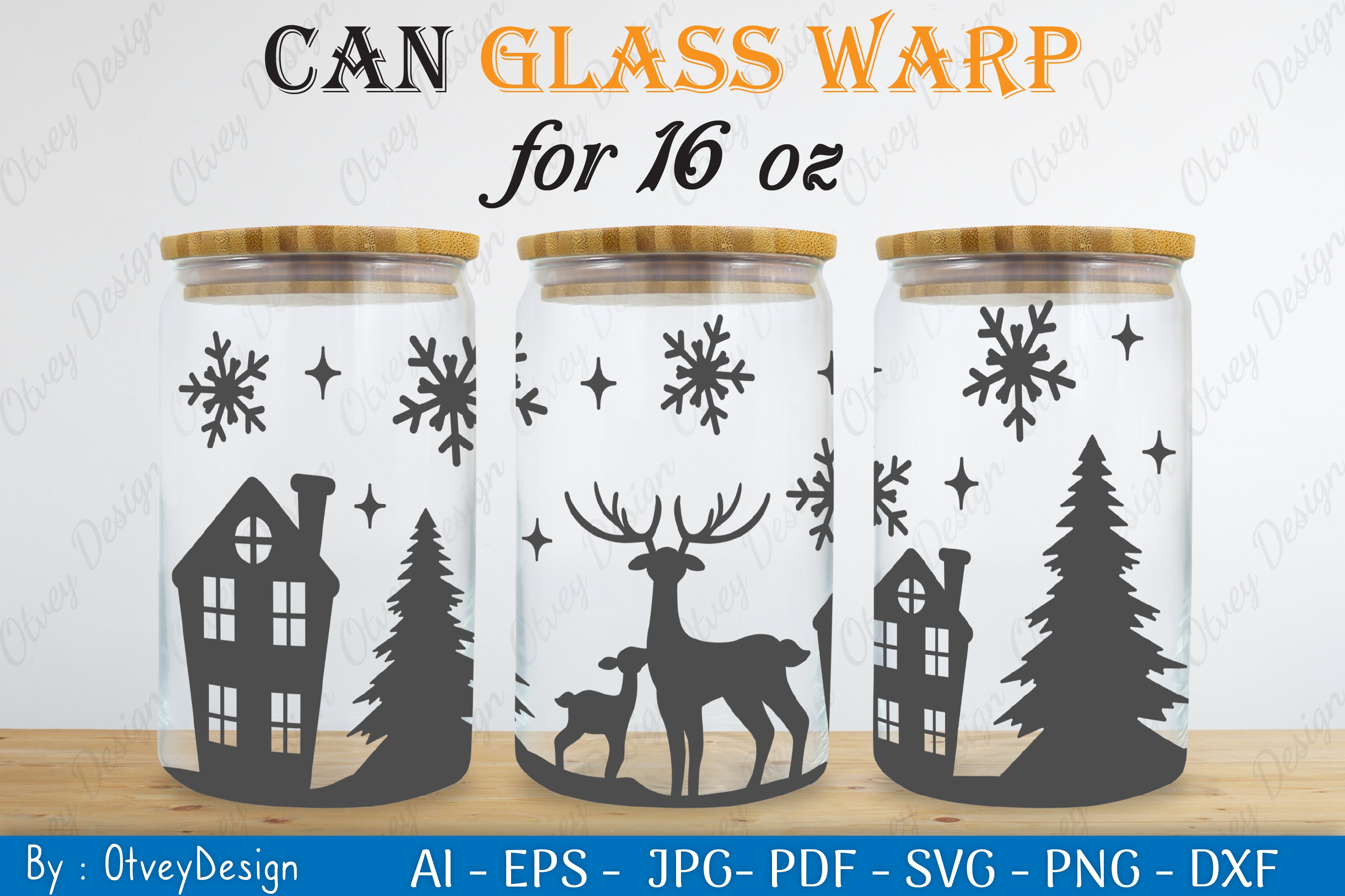 Christmas Deer Can Glass 16 OZ SVG Bundle 3 - CraftNest - Digital Crafting and Art