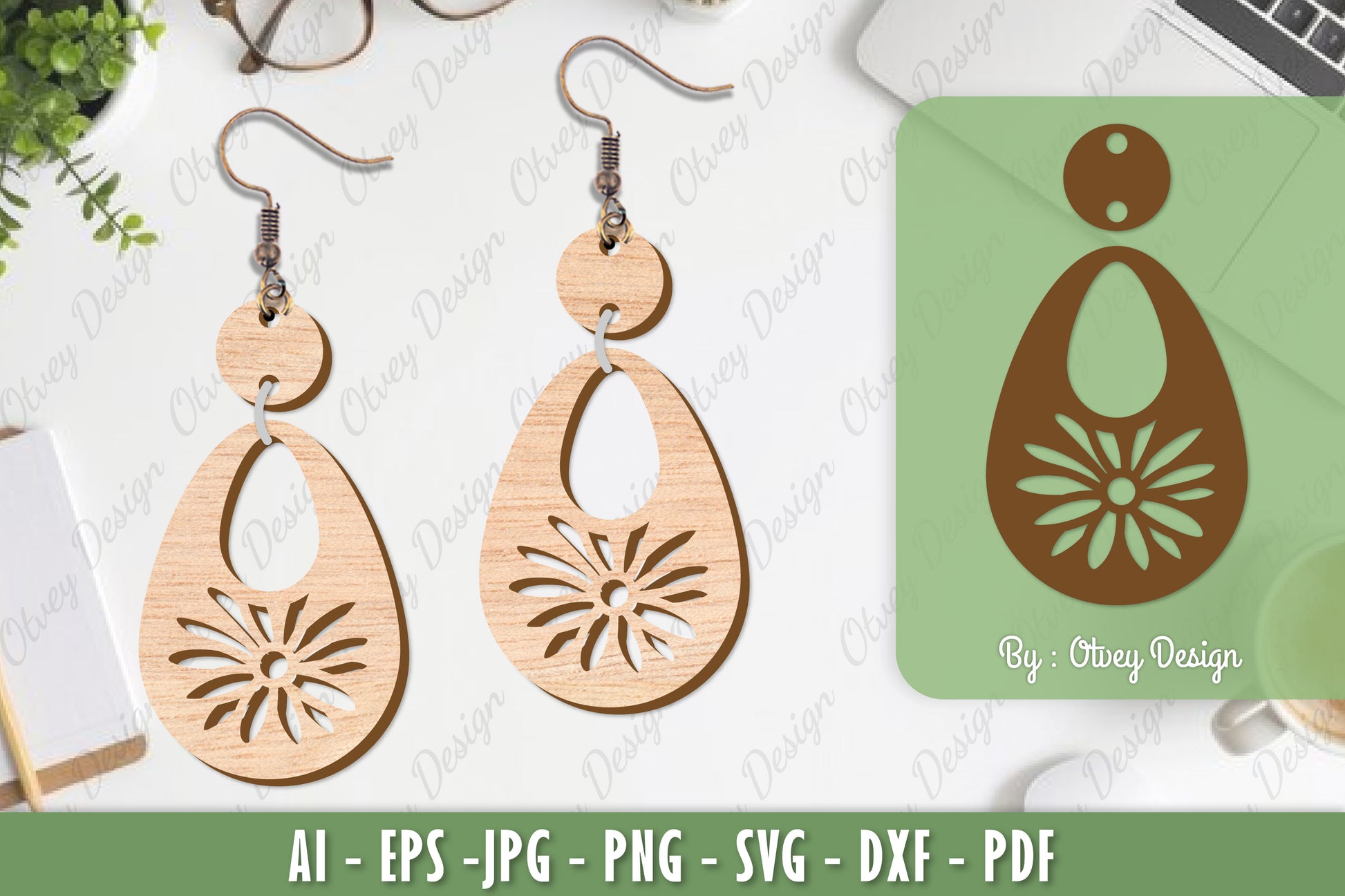 Flower Earrings Laser Cut SVG Bundle 47 - CraftNest - Digital Crafting and Art