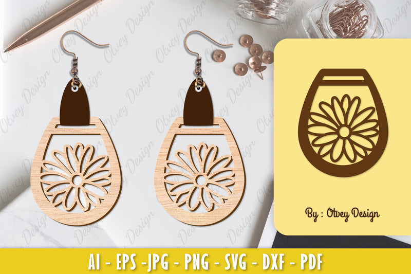 Flower Earring Laser Cut SVG Bundle 87 - CraftNest - Digital Crafting and Art