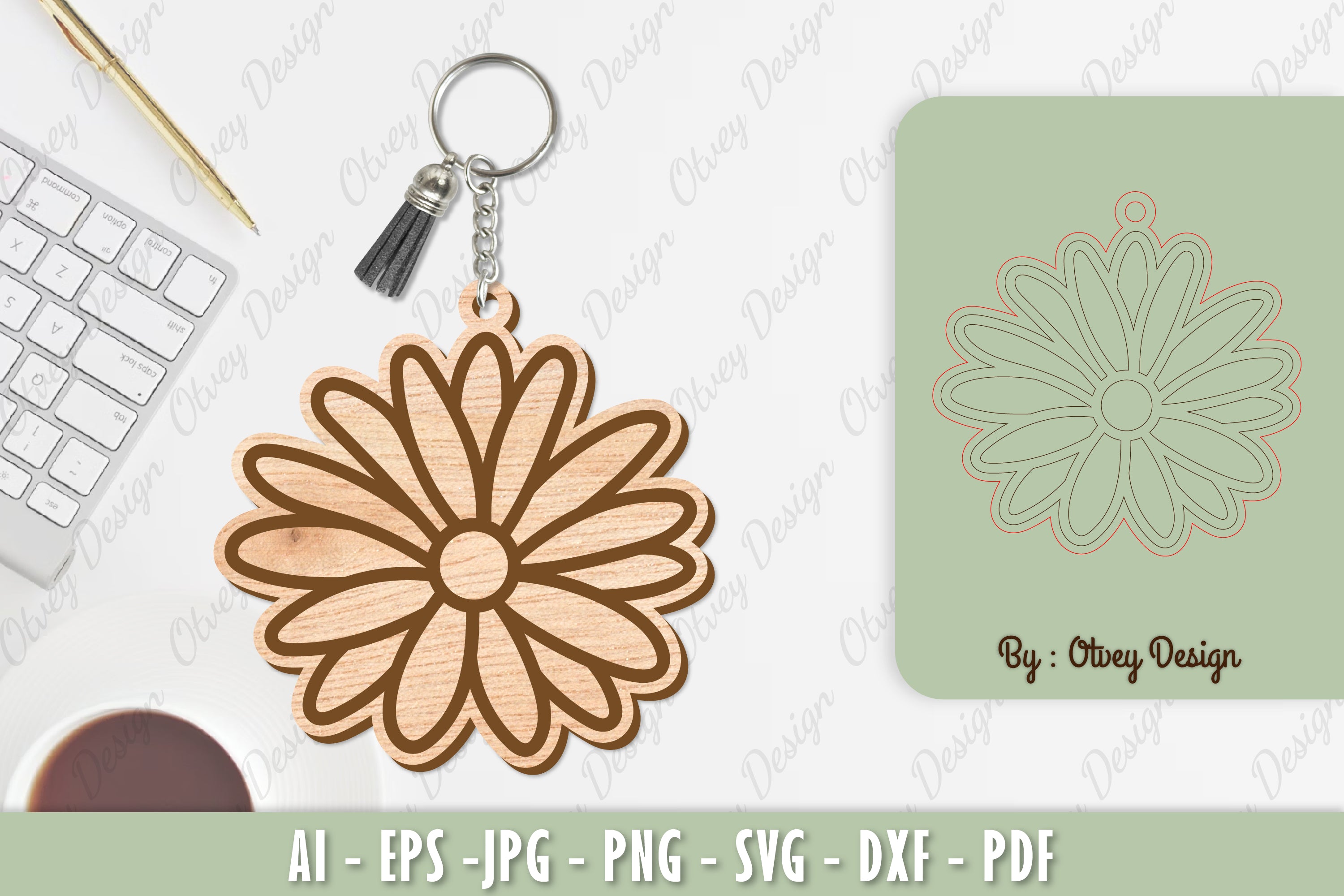 Flower Keychain Laser Cut SVG Bundle 37 - CraftNest - Digital Crafting and Art