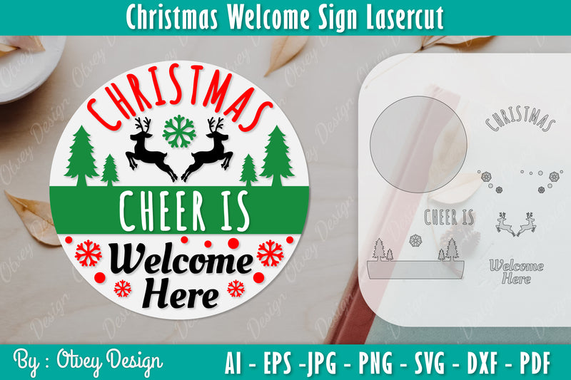 Christmas Welcome Sign SVG Bundle 9 - CraftNest - Digital Crafting and Art