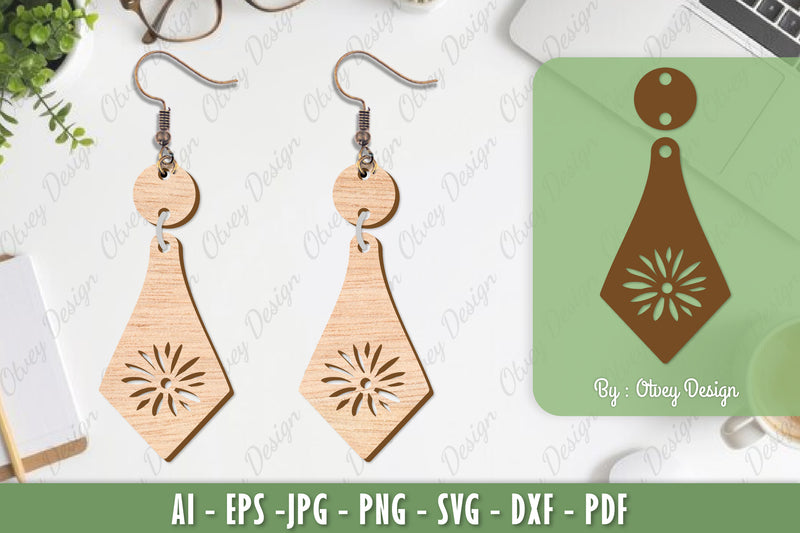 Flower Earrings Laser Cut SVG Bundle 77 - CraftNest - Digital Crafting and Art