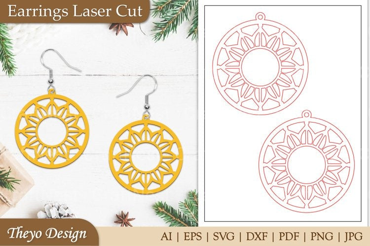 Earrings Mandala Lasercut SVG Bundle