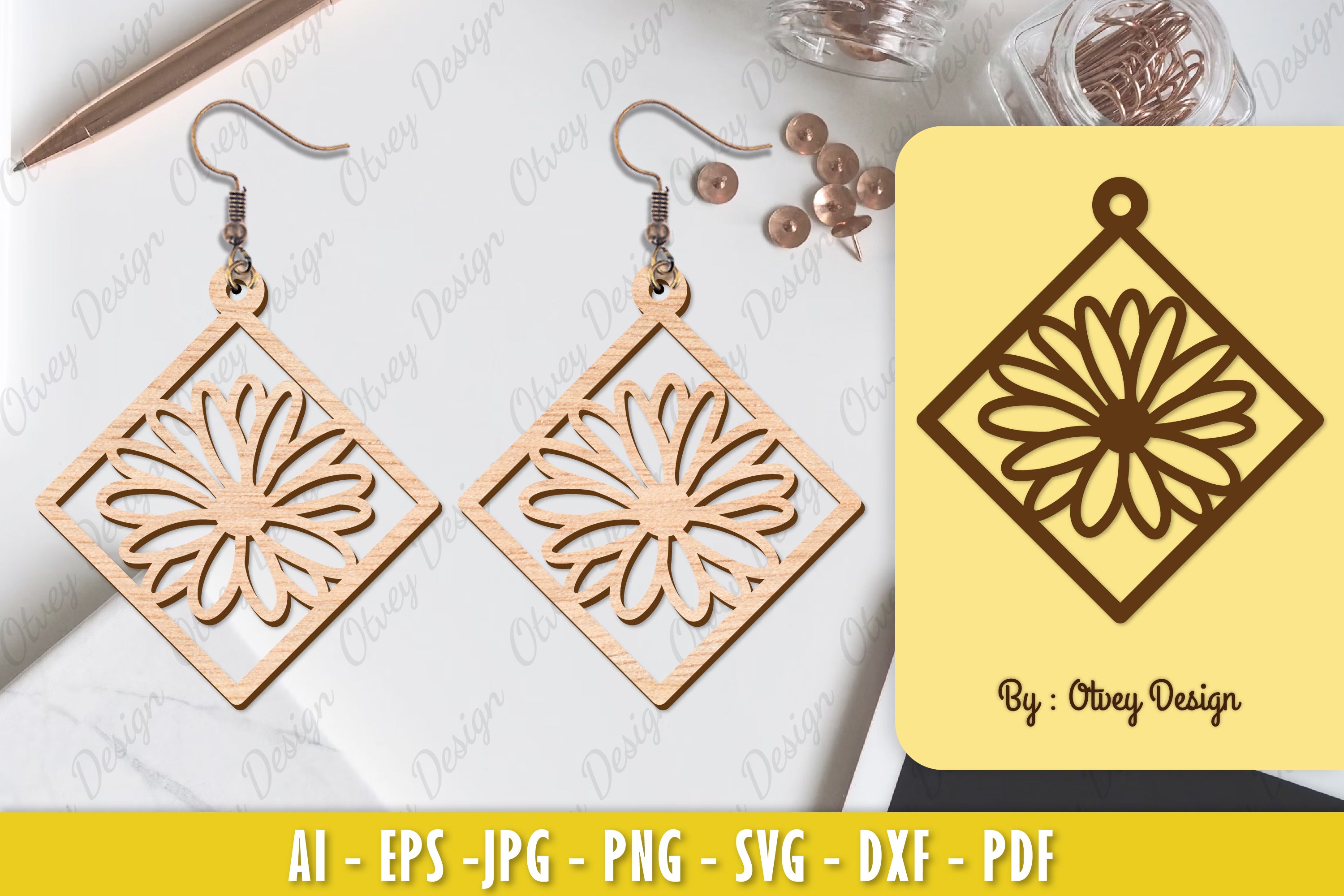 Flower Earring Laser Cut SVG Bundle 7 - CraftNest - Digital Crafting and Art