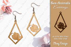 Sea Animals Earrings Laser Cut SVG Bundle 40 - CraftNest - Digital Crafting and Art