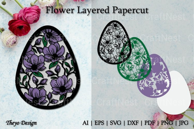 Flower D Layered Papercut SVG Bundle