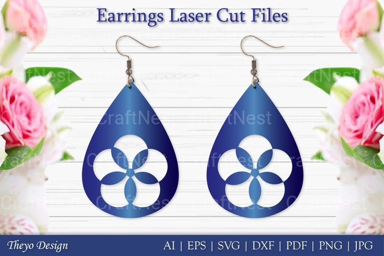 Laser Cut Flower Earrings SVG Bundle