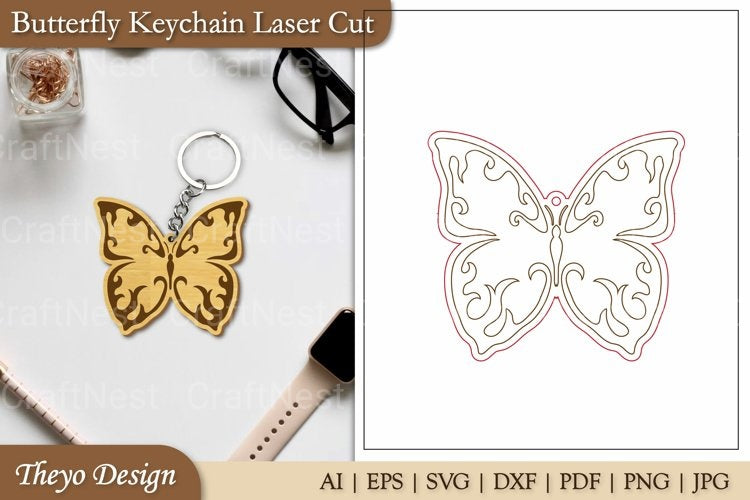 Keychain Butterfly SVG Bundle