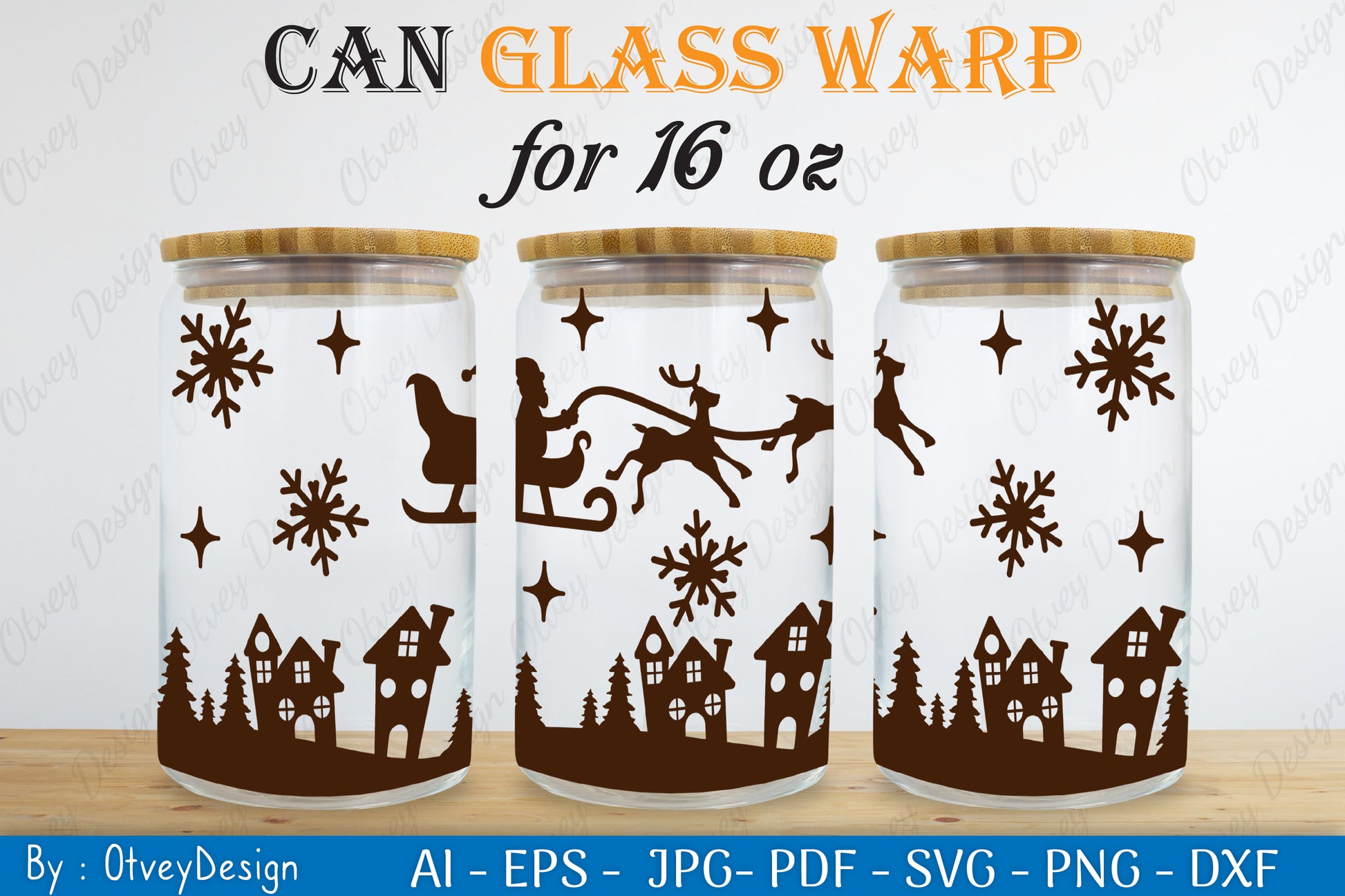 Christmas Santa Sleigh Can Glass SVG Bundle 2 - CraftNest - Digital Crafting and Art