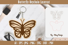 Butterfly Keychain Lasercut SVG Bundle 29 - CraftNest - Digital Crafting and Art