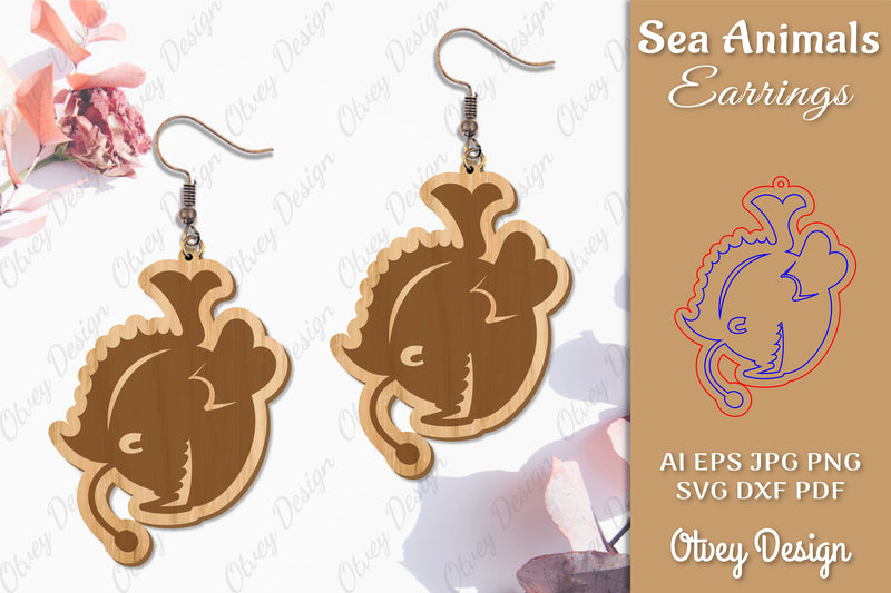 Sea Animals Earrings Laser Cut SVG Bundle 6 - CraftNest - Digital Crafting and Art
