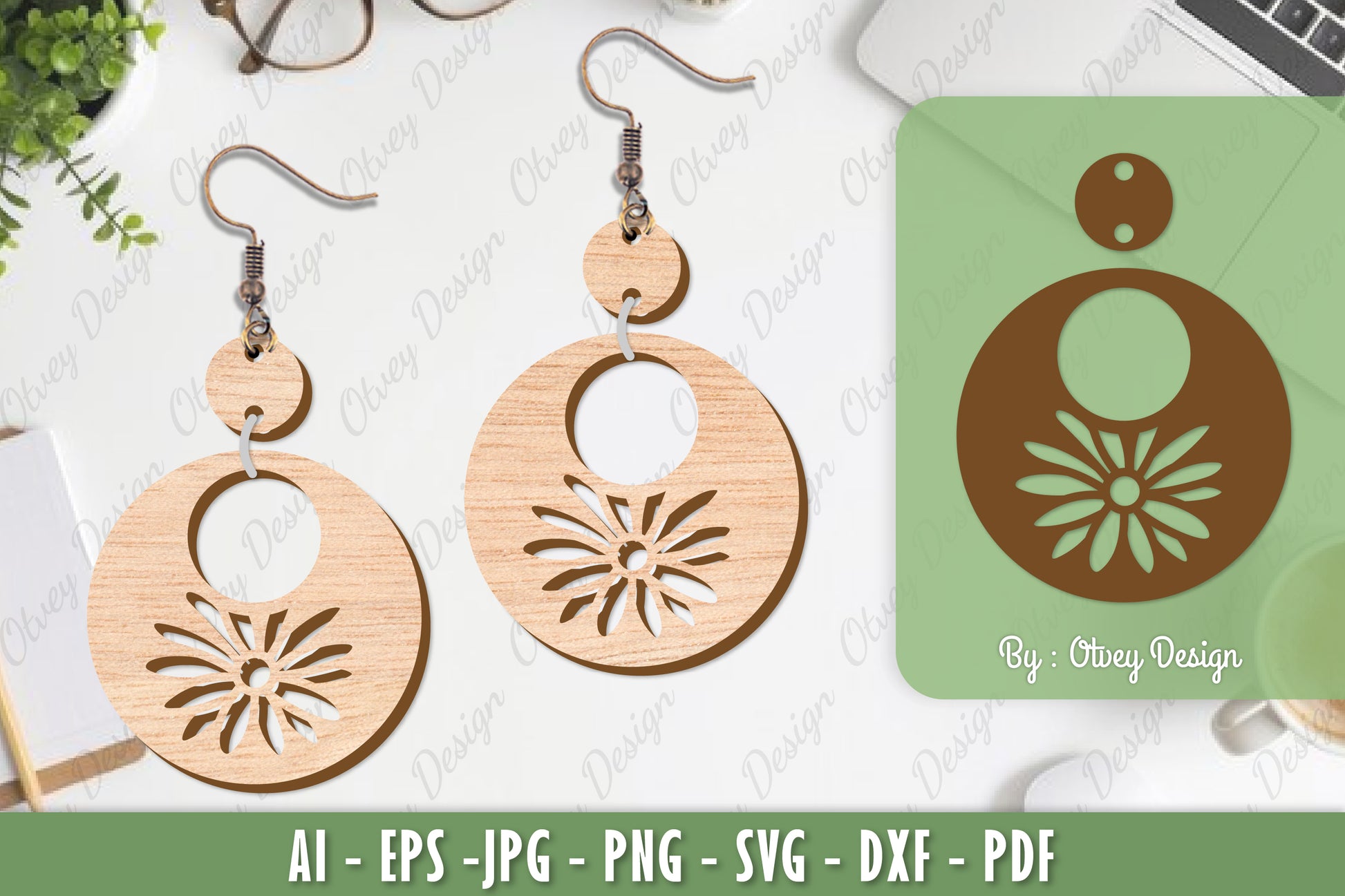 Flower Earrings Laser Cut SVG Bundle 37 - CraftNest - Digital Crafting and Art