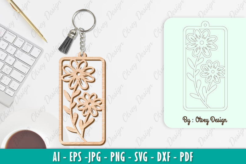 Flower Keychain SVG Bundle 9 - CraftNest - Digital Crafting and Art