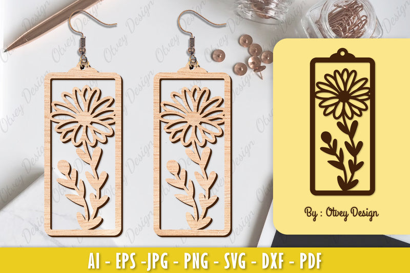Flower Earring Laser Cut SVG Bundle 127 - CraftNest - Digital Crafting and Art