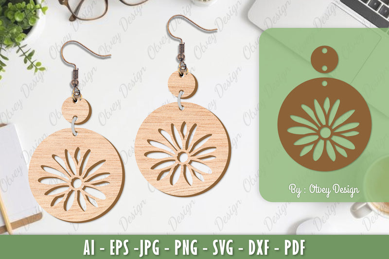 Flower Earrings Laser Cut SVG Bundle 17 - CraftNest - Digital Crafting and Art