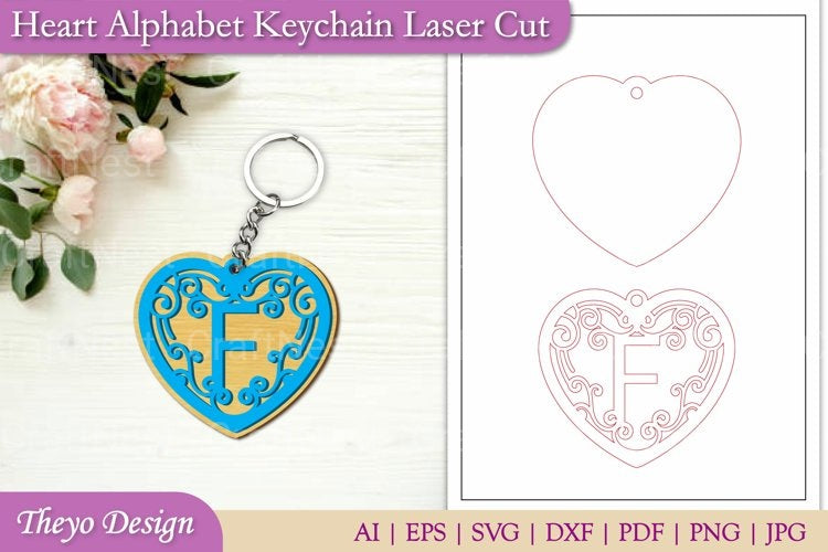 Heart Alphabet Keychain SVG Bundle